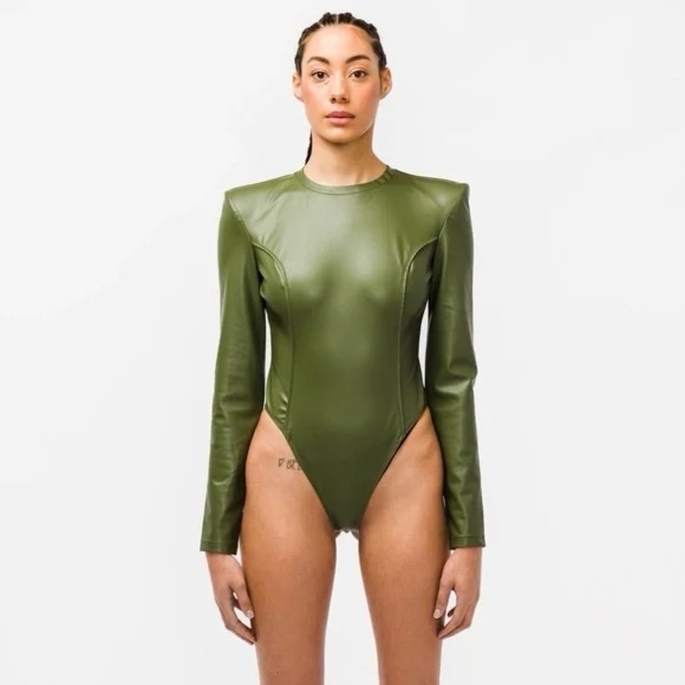 ADIDAS IVY PARK Halls of Ivy Faux Leather Bodysuit NWT